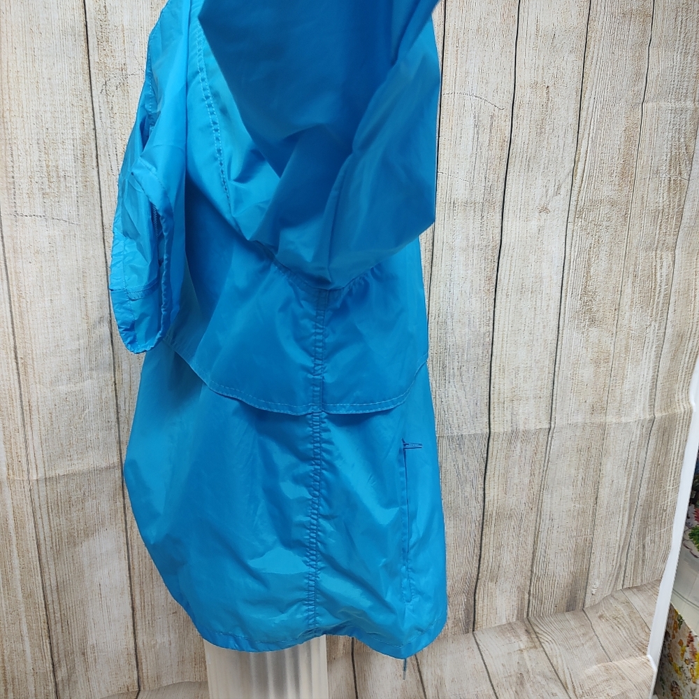 Eddie Bauer Hidden Hood Nylon Medium Blue Windbreaker Jacket! Outdoor Outfitter - Picture 5 of 11